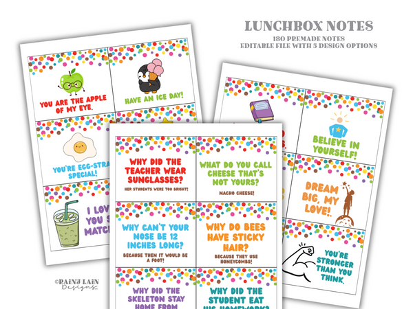 Lunch Box Notes for Kids, Lunchbox Note Templates, Positive Affirmations, Interesting Facts, Lunchbox Jokes for Kids, Funny Lunch Box Notes