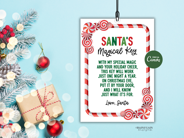 Santa's Magic Key Tag Template, Printable Christmas Eve Box Magical Key
