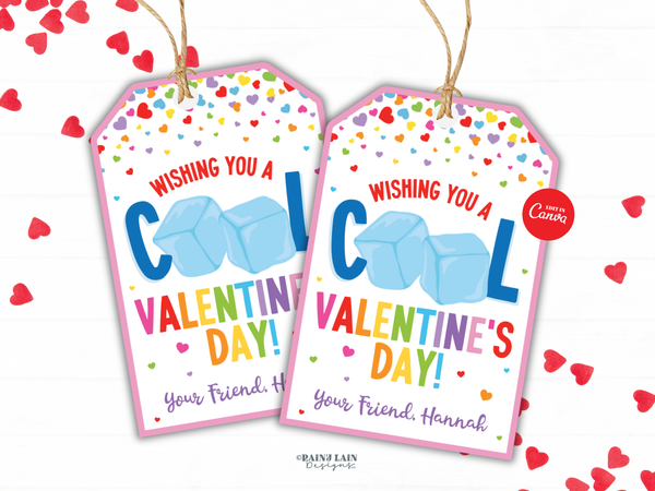 Squeeze Ice Cube Fidget Toy Valentine Printable, Cool Valentine's Day Tag, Canva Template