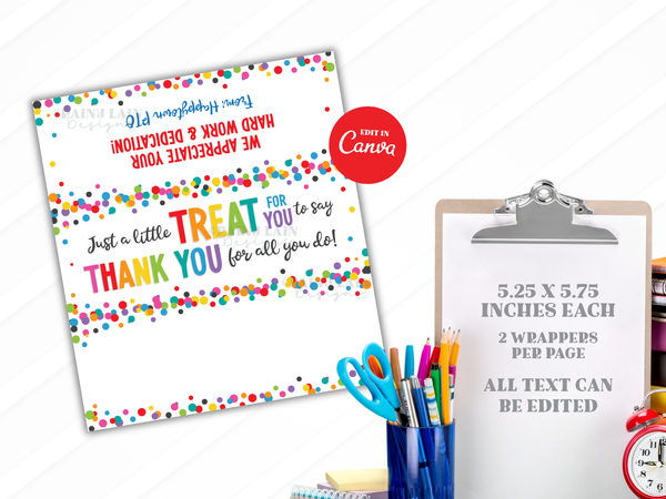 Printable Candy Bar Wrapper, Teacher Appreciation Candy Bar Wrapper, PTO PTA, Employee, Staff, Co-Worker, Volunteer, Nurse