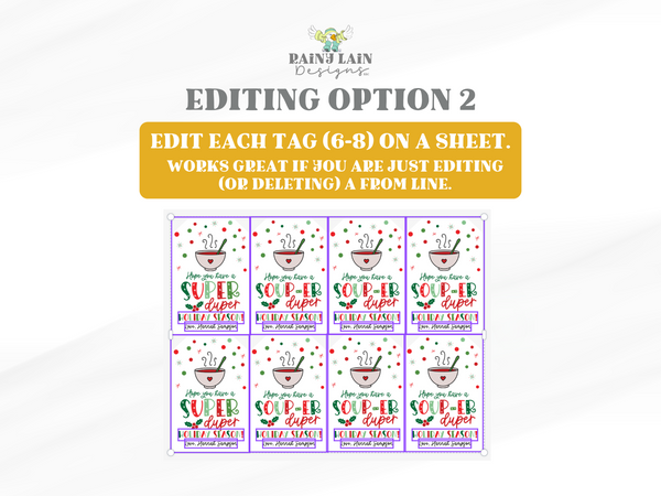 Christmas Soup Gift Tag, Soup-er Duper Holiday, Editable Soup Mix Tag, Canva Template