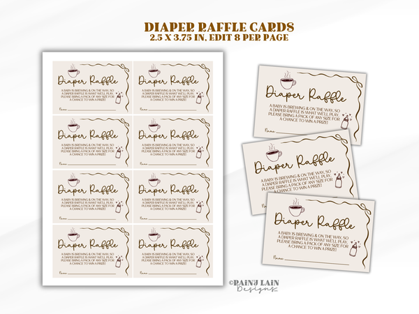 A Baby is Brewing Shower Bundle, Coffee Baby Shower Invitation, Doodle Hand Drawn Invite, Baby Shower Editable Bundle, Canva Template