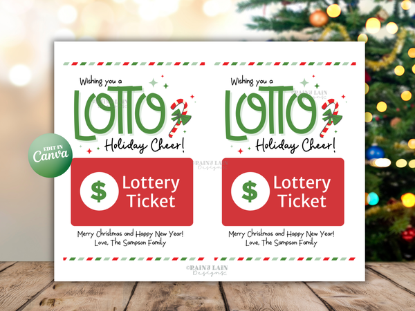 Lottery Ticket Holder, Personalized Christmas Gift Card Holder, Editable in Canva
