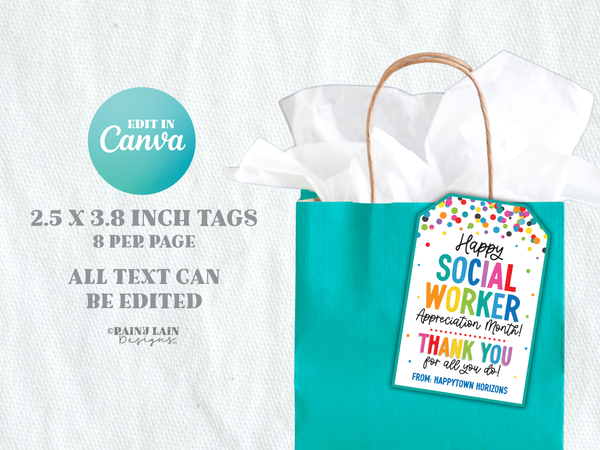 Social Worker Appreciation Month Gift Tag, Printable Social Work, Treat Bag, Social Workers Thank You, Staff Appreciation Tag