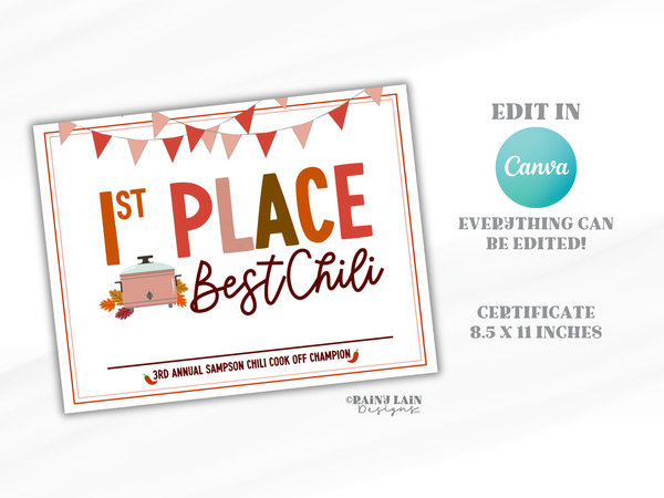 Editable Fall Chili Cook-Off Scorecard, Chili Cook Off Contest Ballot, Chili Contest Award Certificate, Chili Competition Fundraiser, Canva