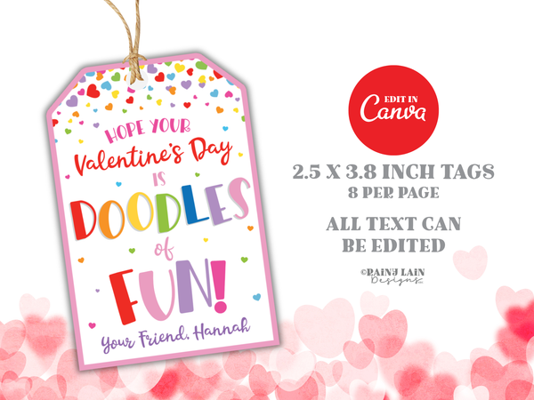 Doodles of Fun Valentine Tag Sketch Game Drawing Pad Valentine's Day Gift Preschool Classroom Printable Kids Non-Candy Valentine Tag