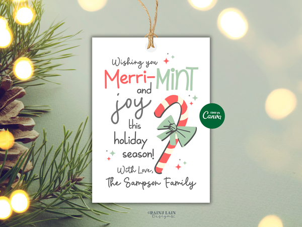 Merri-Mint Christmas Gift Tag Template | Editable Canva Printable