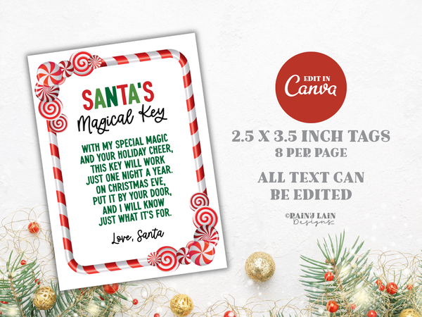Santa's Magic Key Tag Template, Printable Christmas Eve Box Magical Key