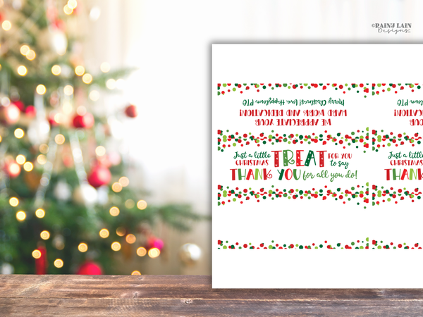 Christmas Treat Wrapper, Editable Holiday Candy Bar Appreciation Printable