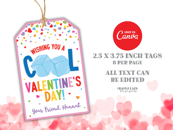 Squeeze Ice Cube Fidget Toy Valentine Printable, Cool Valentine's Day Tag, Canva Template