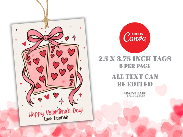Valentine's Day 67 Tag, Non-Candy Kids Classroom Valentine, Six Seven, Canva Template