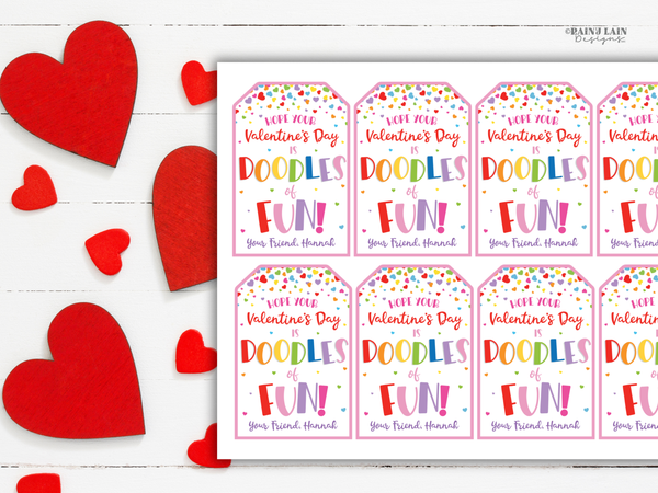 Doodles of Fun Valentine Tag Sketch Game Drawing Pad Valentine's Day Gift Preschool Classroom Printable Kids Non-Candy Valentine Tag