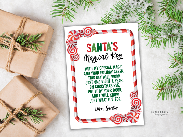 Santa's Magic Key Tag Template, Printable Christmas Eve Box Magical Key