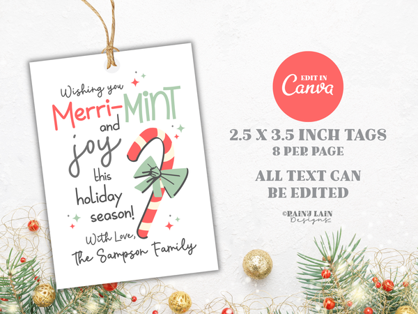Merri-Mint Christmas Gift Tag Template | Editable Canva Printable