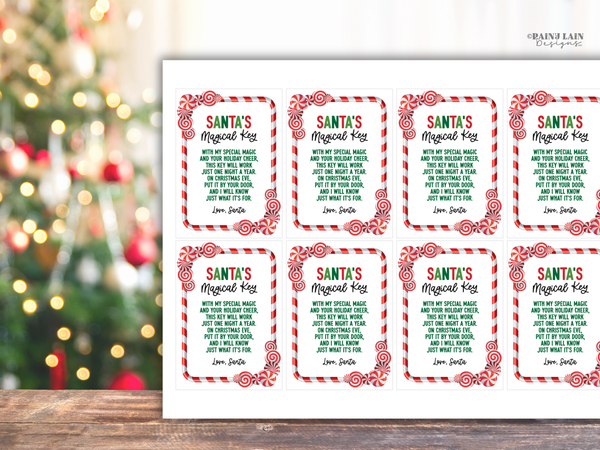 Santa's Magic Key Tag Template, Printable Christmas Eve Box Magical Key