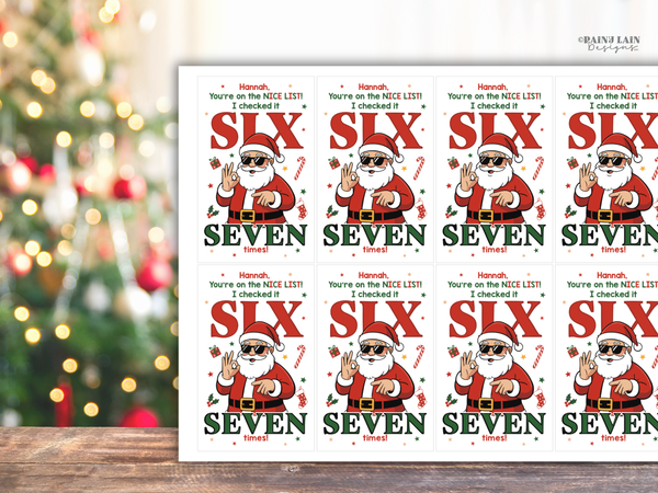 Christmas Santa 67 Tag, Nice List Elf Printable Prop, Six Seven