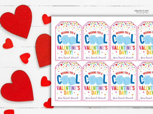 Squeeze Ice Cube Fidget Toy Valentine Printable, Cool Valentine's Day Tag, Canva Template