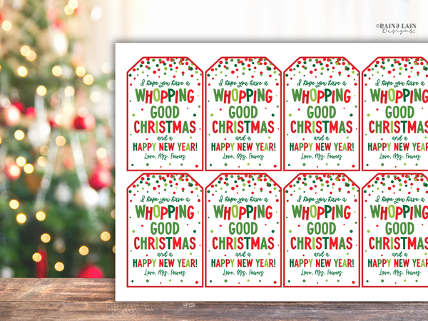 Whopping Good Christmas Tag, Printable Gift Tag, Editable in Canva