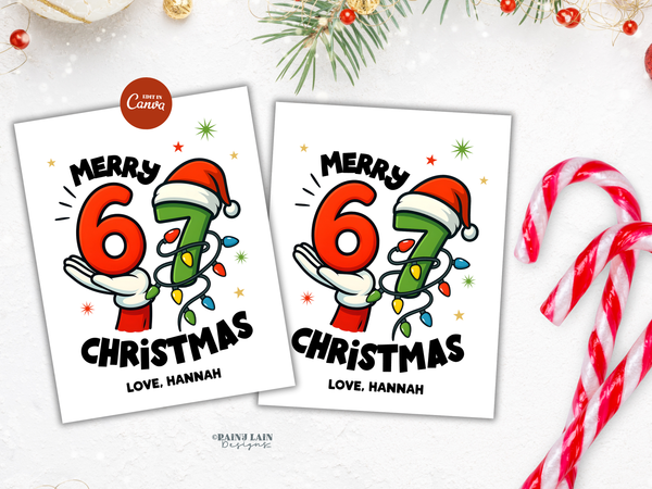 67 Christmas Candy Cane Holder Tag Set, Printable Editable Canva