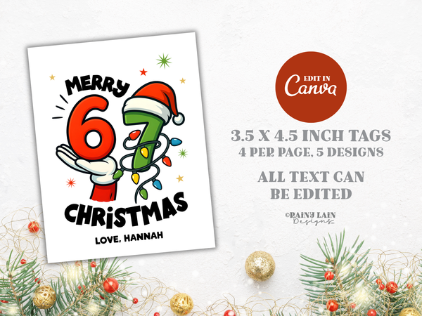 67 Christmas Candy Cane Holder Tag Set, Printable Editable Canva
