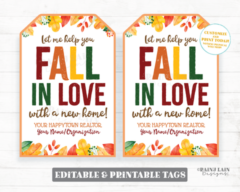 Let me help you fall in love with a new home Tag Realtor Fall Leaves Gift Autumn Thanksgiving Pie Client Thank You
