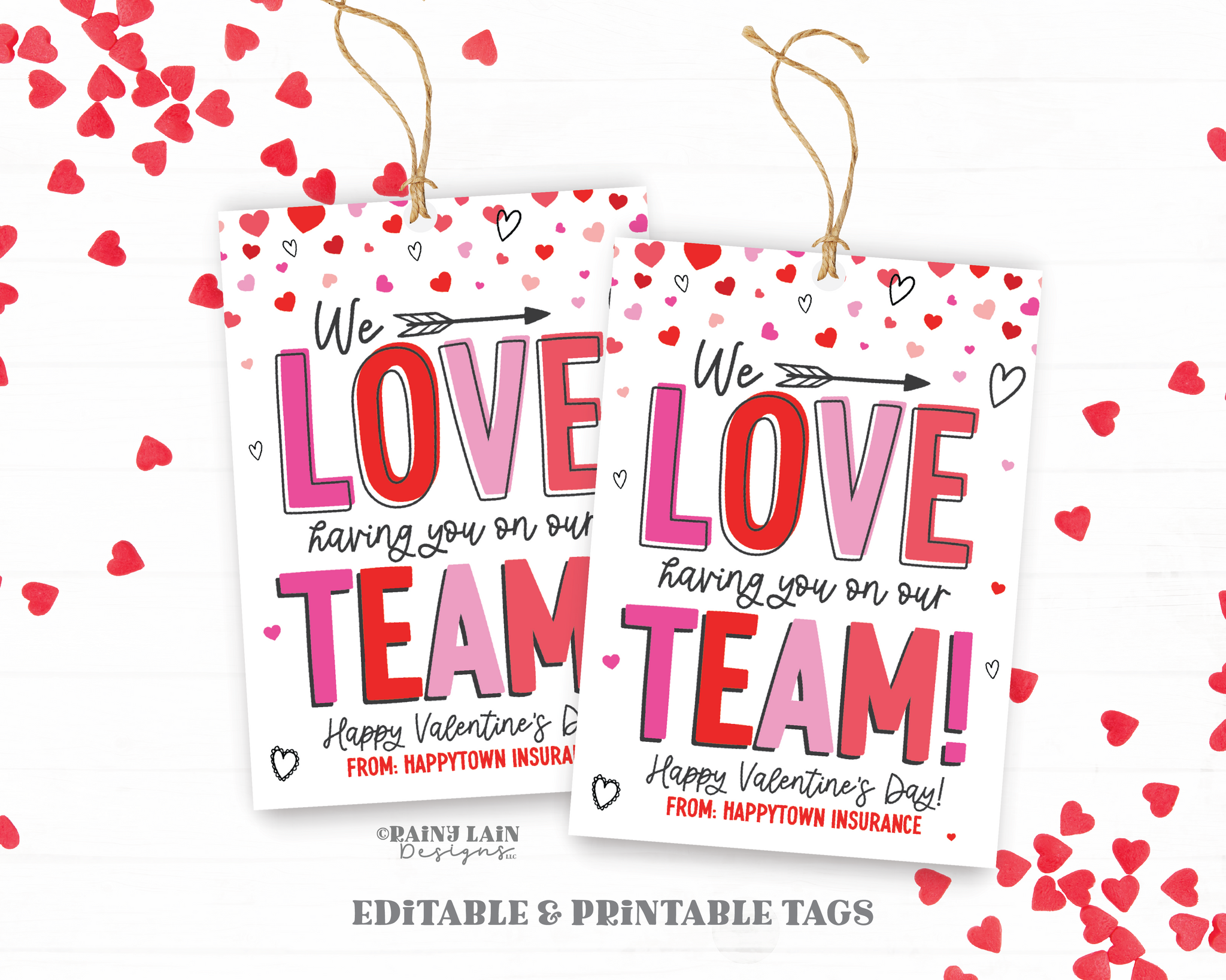 Team Valentine Tag, Valentine's Day Team Appreciate, Co-Worker, Staff, Employee, Sports, Printable, Non-Candy, Company, Downloadable