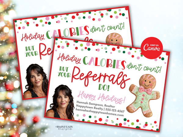 Realtor Holiday Card, Christmas Cookies Printable Marketing, Editable in Canva