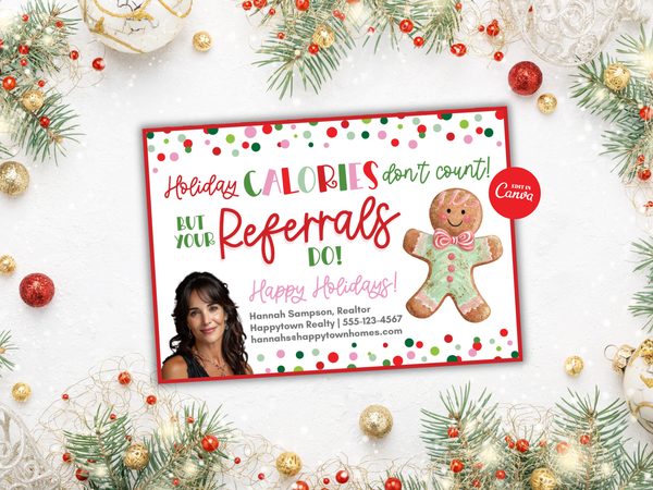 Realtor Holiday Card, Christmas Cookies Printable Marketing, Editable in Canva