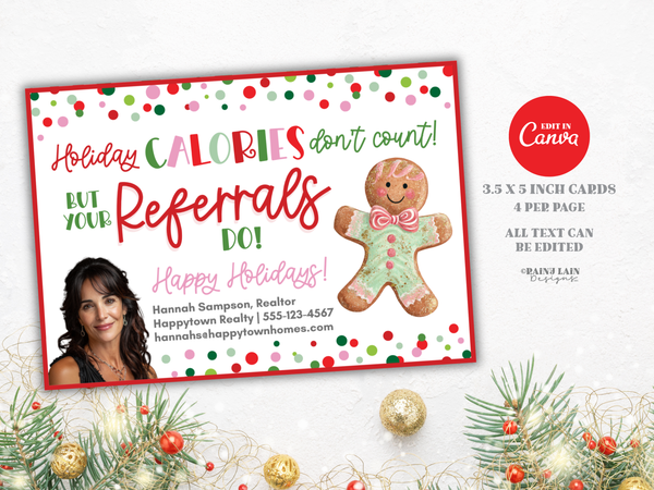 Realtor Holiday Card, Christmas Cookies Printable Marketing, Editable in Canva