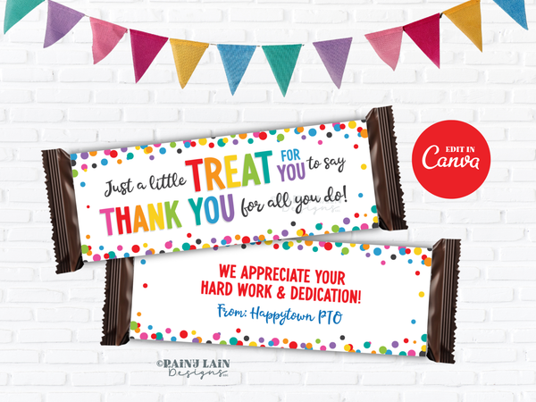 Teacher Appreciation Week Bundle, PTO Staff Kit, Editable Canva Templates, Candy Bar Wrapper, Gift Tag, Schedule, Thank You Sign/Card