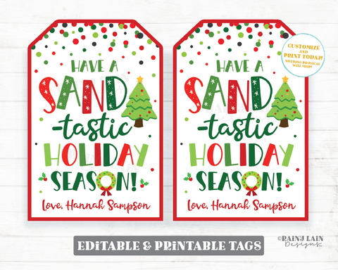 Holiday Sand Gift Tag Sandtastic Christmas Play Sand Favor Winter Break From Teacher to Student Classroom Art Preschool Sand-tastic