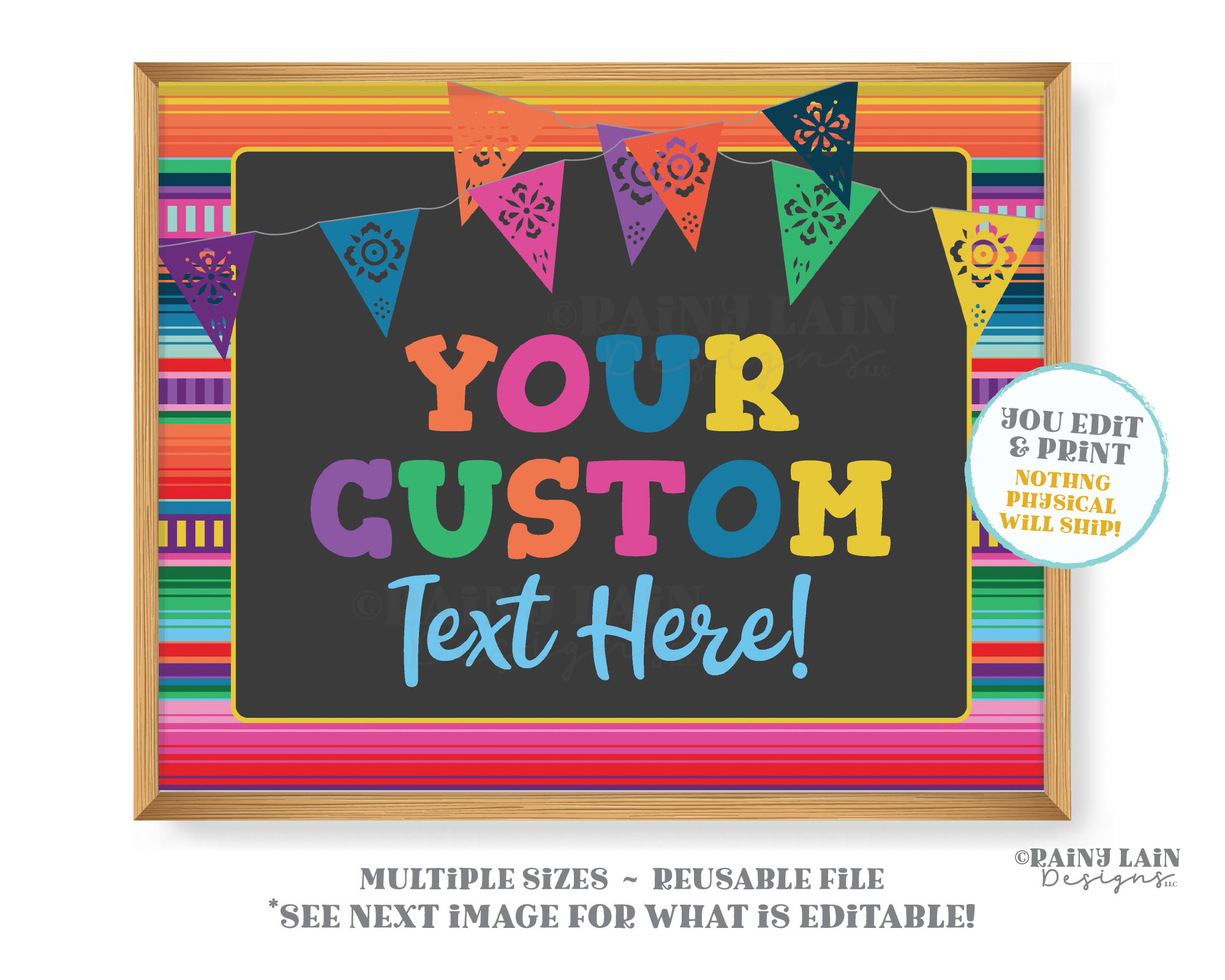 Editable Fiesta Sign Custom Serape Welcome Fiesta Ideas Decorations Theme Printable Fiesta Sign Poster Banner Birthday Shower Graduation