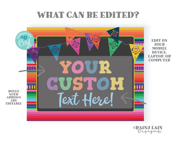 Editable Fiesta Sign Custom Serape Welcome Fiesta Ideas Decorations Theme Printable Fiesta Sign Poster Banner Birthday Shower Graduation