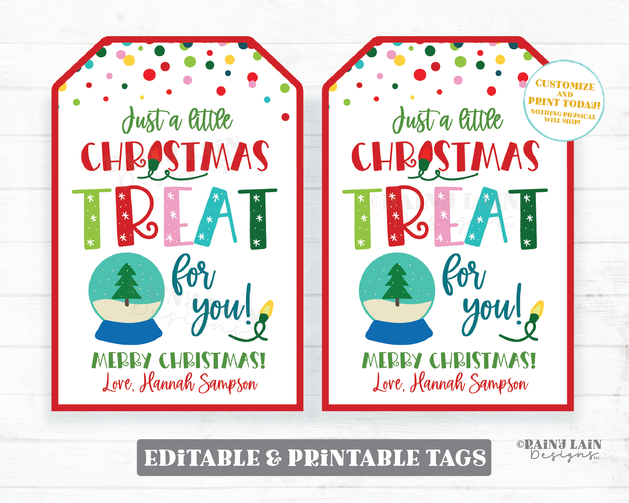 Christmas Treat Tags A Little Treat For You Holiday Gift Sweets Co-Worker Teacher Neighbor Staff Exchange PTO Homemade