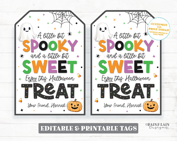 Halloween Treat Tag, Editable A little Spooky and a little sweet Goft, Appreciation, School, Teacher, Staff, Digital Download Trick or Treat