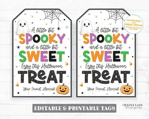 Halloween Treat Tag, Editable A little Spooky and a little sweet Goft, Appreciation, School, Teacher, Staff, Digital Download Trick or Treat