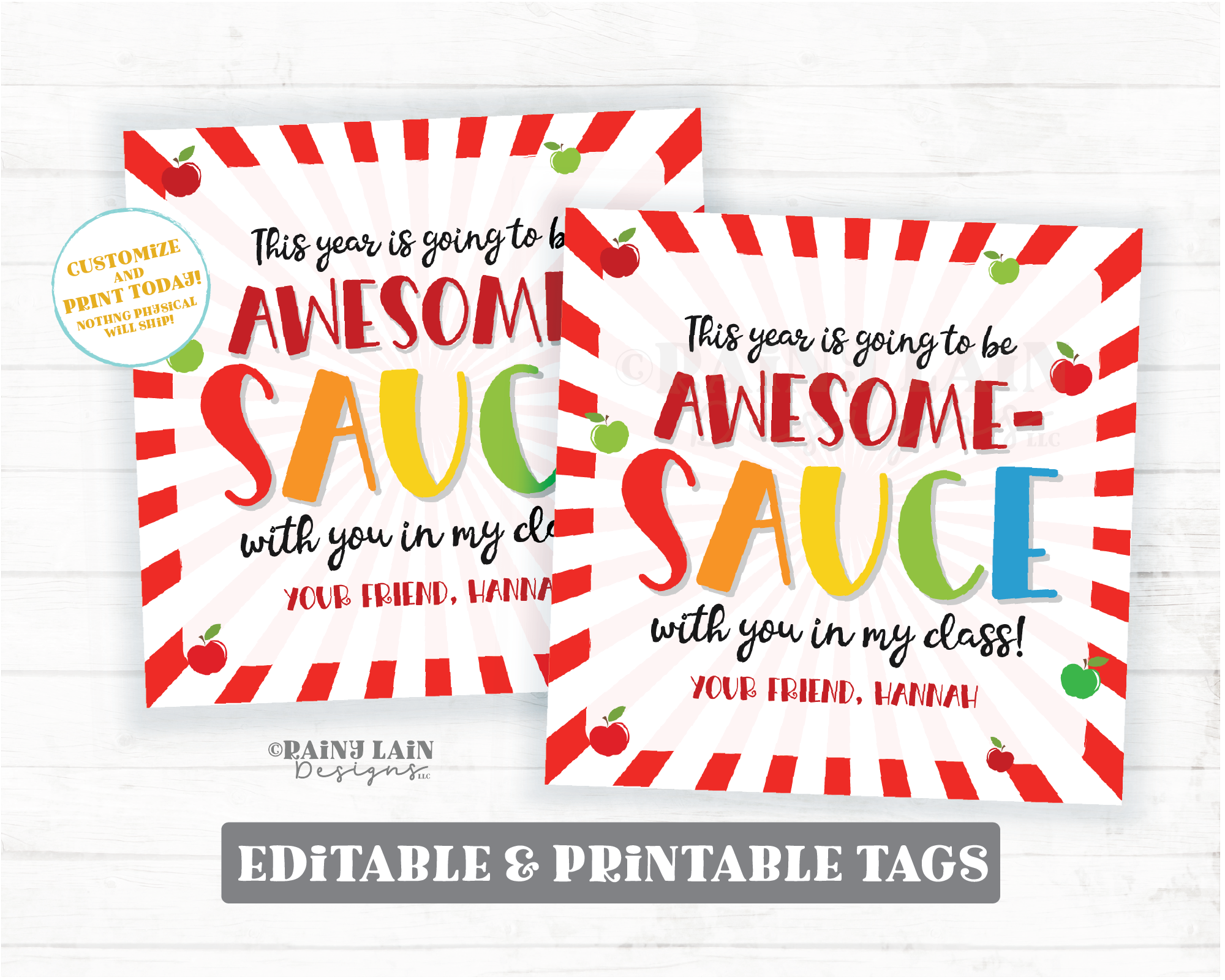 School Year Going to be Awesome Sauce Gift Tag With You in My Class Back to School First Day 1st Printable Student From Teacher Favor PTO