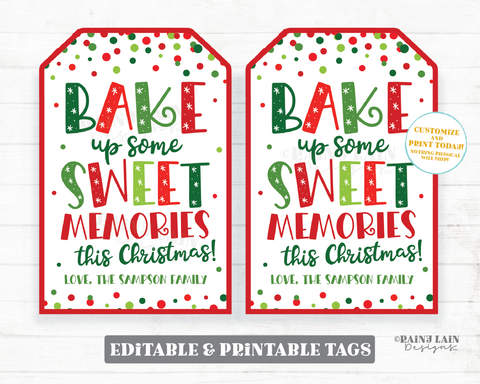 Bake Up Sweet Memories This Christmas Tag Holiday Season Baking Gift Set Baked Goods Cookie Kit Jar Teacher Coach Staff Co-worker Neighbor