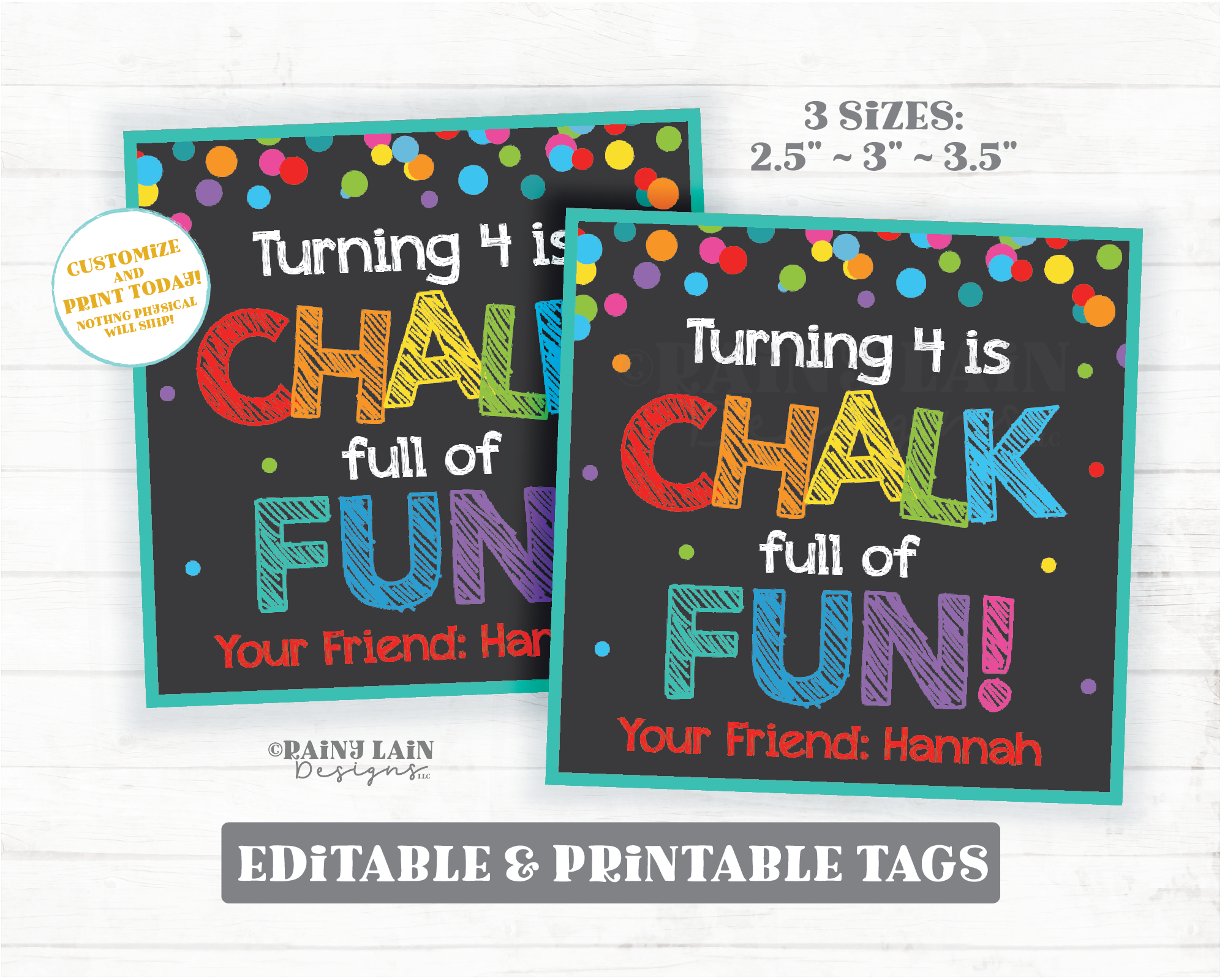 Sidewalk Chalk Party Favor Tags birthday favor tags Turning is Chalk full of Fun Any Age classroom preschool chalk tag chalk favor