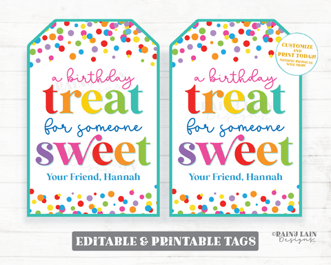 Birthday Treat for Someone Sweet Tag Confetti Happy Birthday Gift Staff Corporate Classmate Teacher Employee Friend Company PTO School