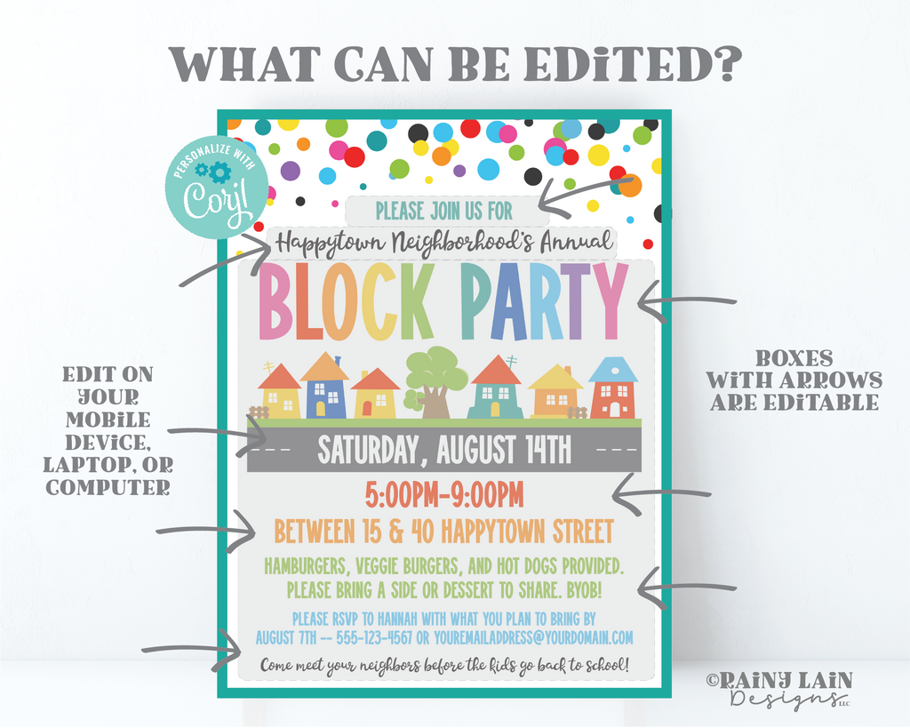 Editable Block Party Flyer Template, Neighborhood Street Summer Party – Rainy Lain Designs LLC editable-block-party-flyer-template-neighborhood-street-summer-party-rainy-lain-designs-llc