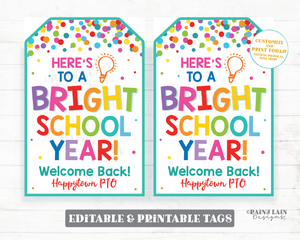 Bright School Year Printable Tag Lightbulb Welcome to 1st Grade First Day 2nd Back to School Teacher Student PTO Principal Editable