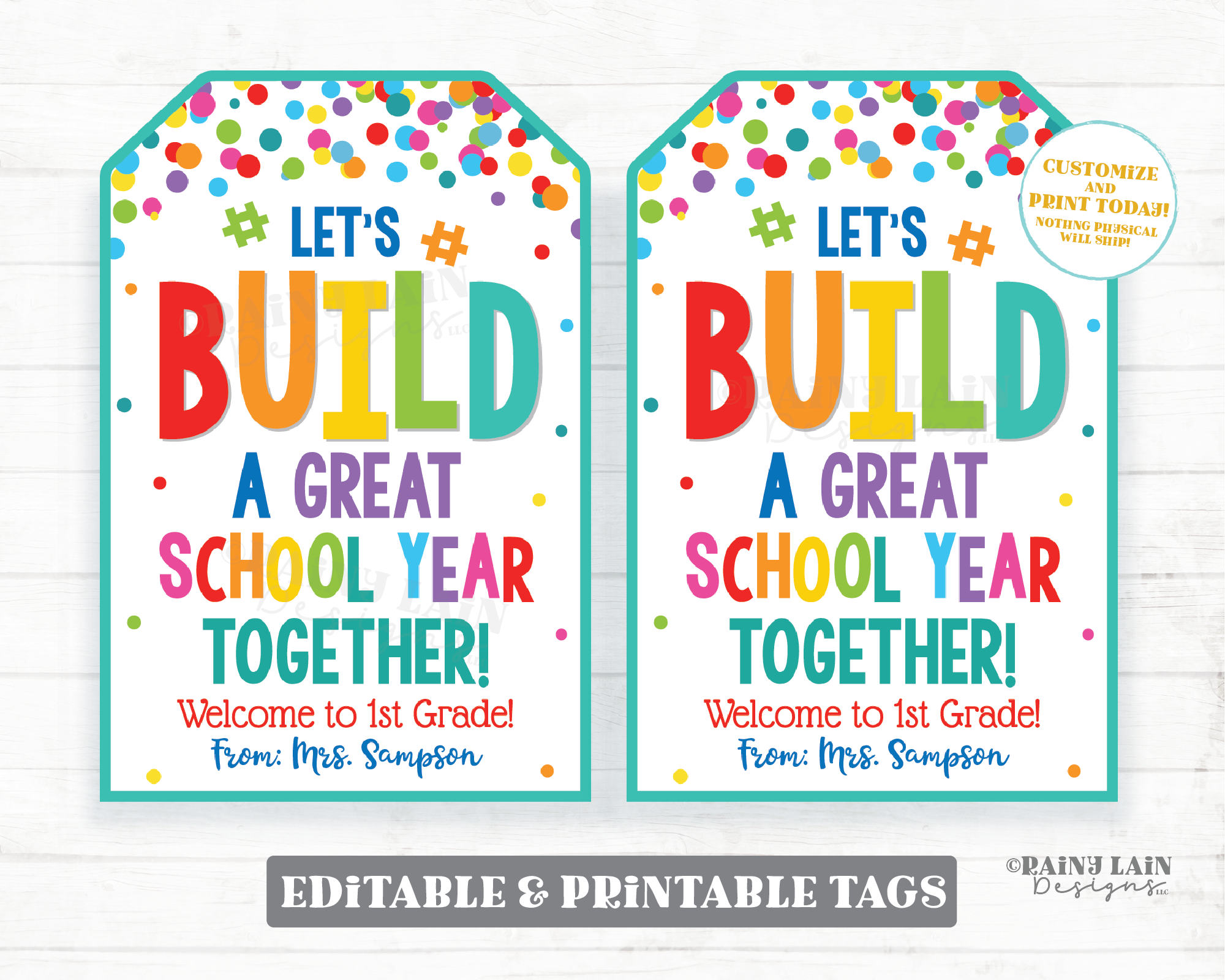 Let's Build A Great School Year Together Tag Editable Building Blocks Gift Puzzle Student Printable From Teacher Preschool Classroom
