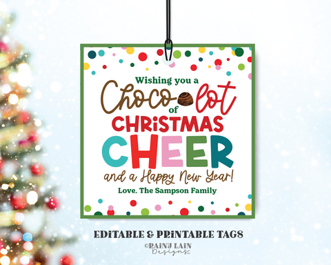 Choco-Lot Gift Tag, Editable Christmas Chocolate Candy Staff Teacher Holiday Appreciation Favor School, Printable