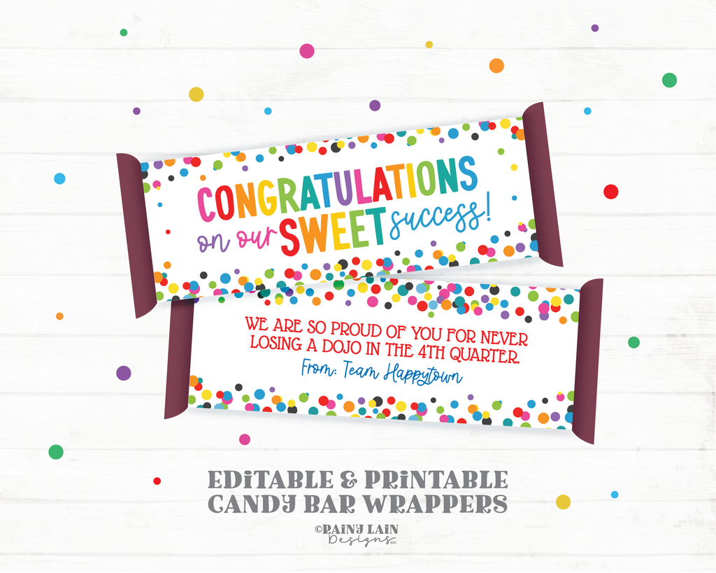 Sweet Success Design Printable Candy Bar Wrapper, Congratulations on Sweet Success Candy Ba ...