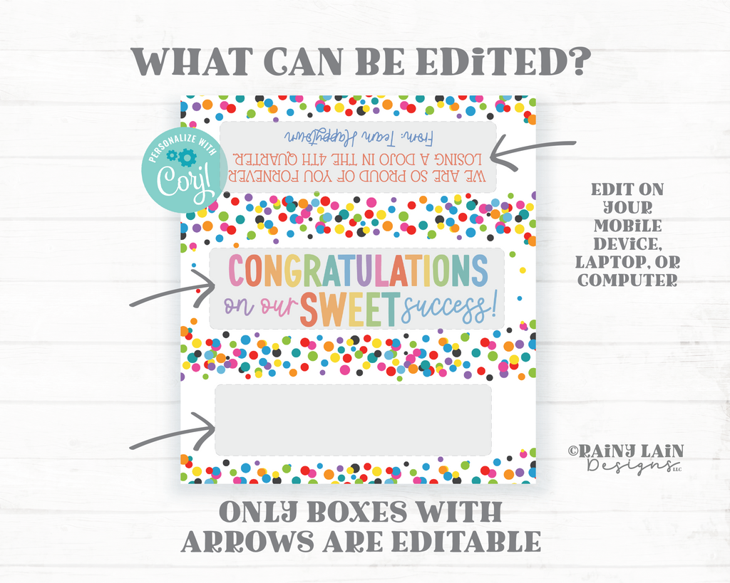 Sweet Success Design Printable Candy Bar Wrapper, Congratulations on Sweet Success Candy Ba ...