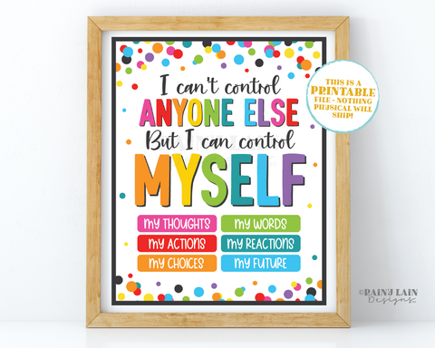 Things I Can Control Sign, Printable Therapist Office Decor, School Counselor Poster, Mental Health, Digital Print, Instant download