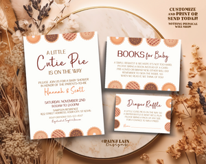 Cutie Pie Baby Shower Invitation Template, Fall Baby Shower Invite, Little Cutie Pie, Gender Neutral, Pumpkin Pie, Digital Download