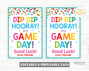 Dip Dip Hooray It's Game Day Tags Sport Gift Student Athlete Printable Coach Dip Favor School Team Teammate