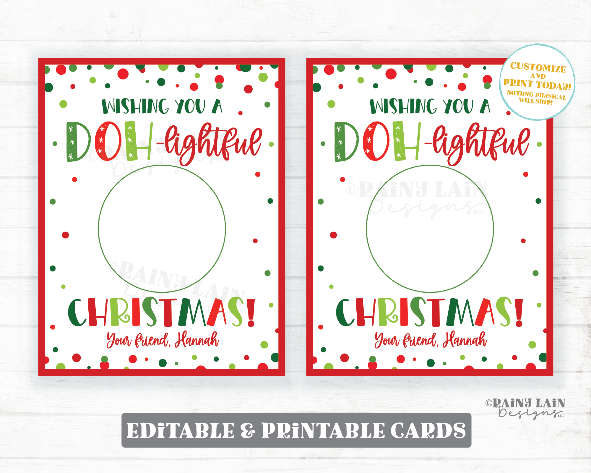 Doh-lightful Christmas Card Play dough Gift Tag Holiday Playdough From Teacher to Student Classroom Preschool Printable Non-Candy Classmate